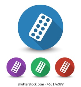 White Tablet Strip icon in different colors set
