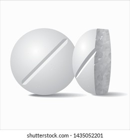 White tablets isolated on white background. Vector illustration
