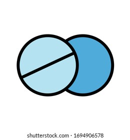 Vektorillustration mit weißen Tabletten, Symbol einzeln auf Weiß. flaches Icon für Web-, Mobil- und Benutzerschnittstellen-Design. Geschäftskonzept der medizinischen Gesundheitsversorgung