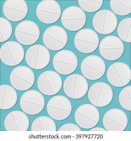 White tablets vector background  isolated on blue background