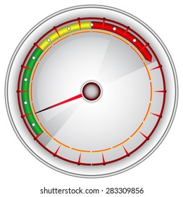 White tachometer on an isolated background.