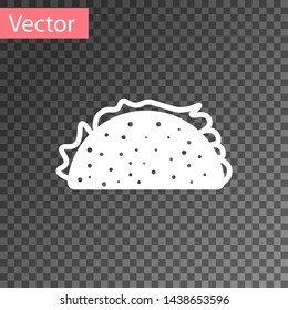 White Taco with tortilla icon isolated on transparent background. Traditional mexican fast food. Vector Illustration
