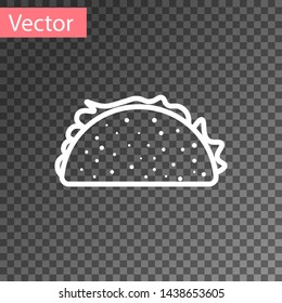White Taco with tortilla icon isolated on transparent background. Traditional mexican fast food. Vector Illustration