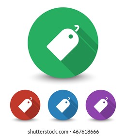 White Tag icon in different colors set