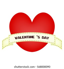 white tag on the red heart for valentine's day