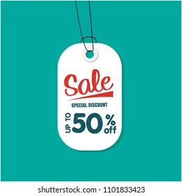 White Tag Sale Special Discount Up To 50% Off Vector Image
