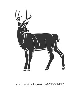 White Tailed Deer Icon Silhouette Illustration. Animals Vector Graphic Pictogram Symbol Clip Art. Doodle Sketch Black Sign.