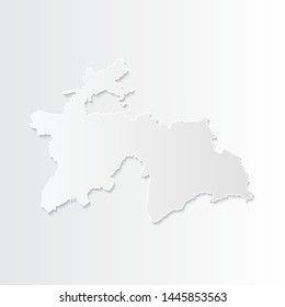 White Tajikistan map-countries. Vector paper map of Tajikistan on a gray background. Vector illustration.