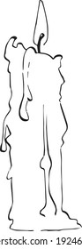 White tall hand-drawn candle in vector