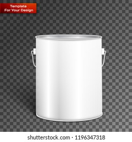 White Tall Tub Paint Bucket Container With Metal Handle.