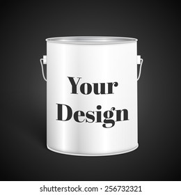 White Tall Tub Paint Bucket Container With Metal Handle, excellent vector illustration, EPS 10