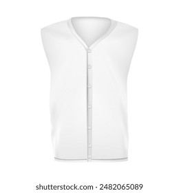 White tank top with buttons on a white background. Vector illustration