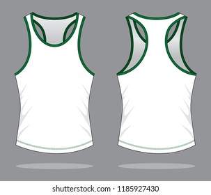 White Tank Tops Design
: Dark Green Edging