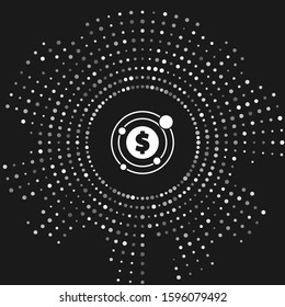 White Target with dollar symbol icon isolated on grey background. Investment target icon. Successful business concept. Cash or Money. Abstract circle random dots. Vector Illustration