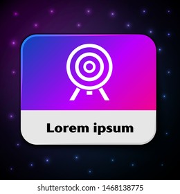 White Target icon isolated on black background. Dart board sign. Archery board icon. Dartboard sign. Business goal concept. Rectangle color button. Vector Illustration