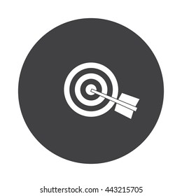 White Target icon on black button isolated on white