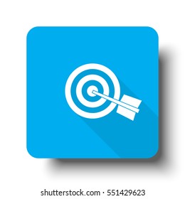 White Target icon on blue web button