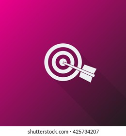 White Target icon on pink background