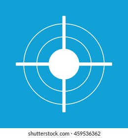 White target icon vector. Blue background