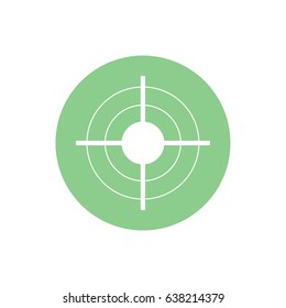 White target icon vector. Green circle. Green button