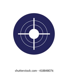 White target icon vector illustration. Blue circle. Blue button