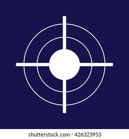 White target icon vector illustration. Blue background