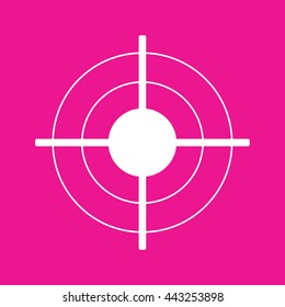 White target icon vector illustration. Pink background