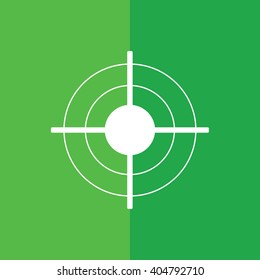 White target sign vector illustration. Green background
