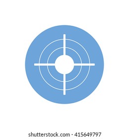 White target sign vector illustration. Blue circle. Blue button