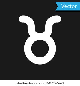White Taurus zodiac sign icon isolated on black background. Astrological horoscope collection.  Vector Illustration