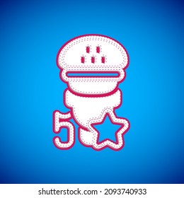 White Taxi service rating icon isolated on blue background.  Vector