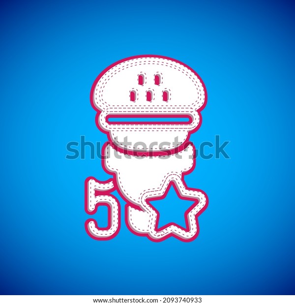 White Taxi service rating icon isolated on blue\
background.  Vector