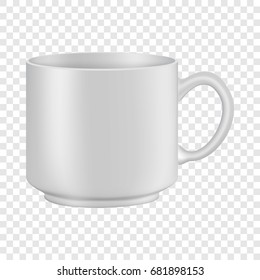 White tea or coffee cup mockup. Realistic illustration of white tea or coffee cup vector mockup for web