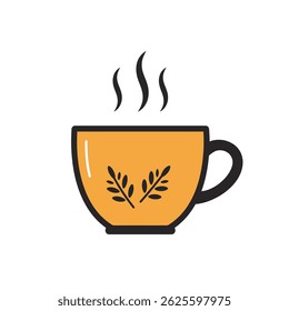 White Tea Cup Filled with Hot Herbal Tea Releasing Gentle Steam Relaxation Concept Isolated White Background