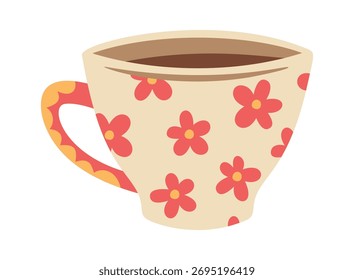 Taza de té blanca con flores