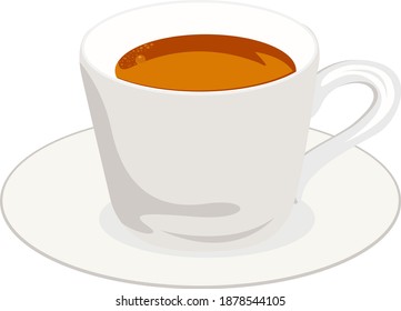 White tea cup, illustration, vector on white background