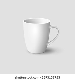 White Tea cup mockup, coffee mug mockup template. Vector realistic ceramic coffee mug for corporate branding or advertising