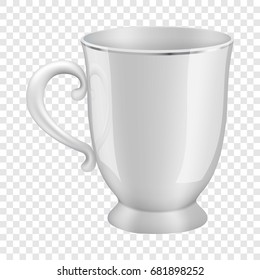 White tea cup mockup. Realistic illustration of white tea cup vector mockup for web
