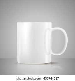 white tea cup realistic vector on grey background