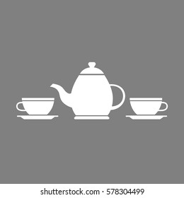 White tea vector icon on grey background