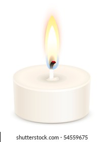 White tealight candle isolated on white