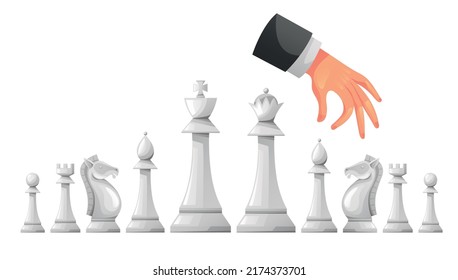 White team chess figure graphic design element illustration set