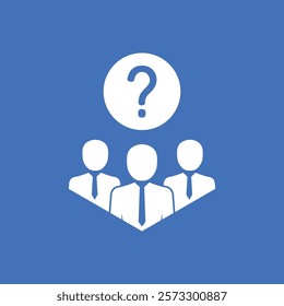 white team icon with question mark like questionnaire. concept of query human resources information and support or inspection.