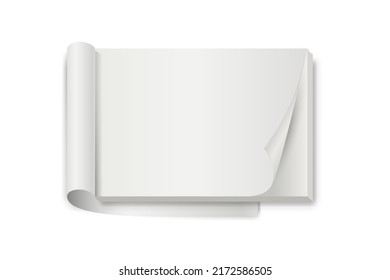 White Tear Off Notebook Or Calendar On White. 3d Realistic Mockup Of Blank Paper Book For Tearing. Template Office Stationery For Presentation, Advertising, Website, Apps, Banner Layout. Vector