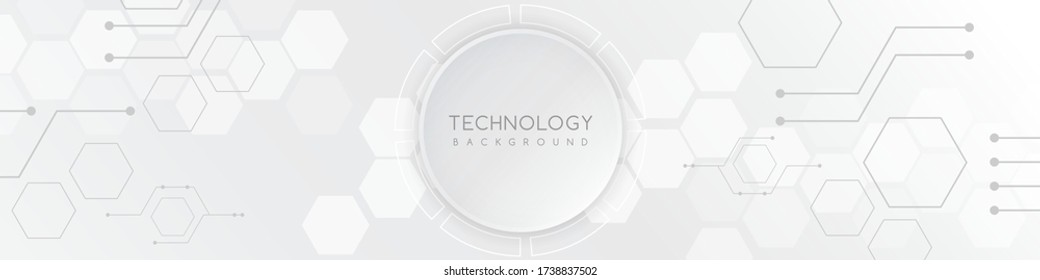 White technology background with various technological elements. The concept of innovative high-tech communications. Digital technology and engineering.