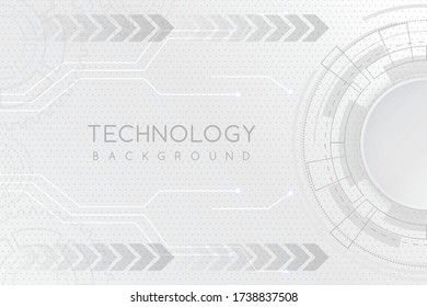 White technology background with various technological elements. The concept of innovative high-tech communications. Digital technology and engineering.