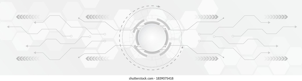 White technology background with various technological elements. The concept of innovative high-tech communications. Digital technology and engineering.