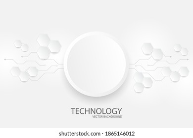 White technology background with various technological elements. The concept of innovative high-tech communications. Digital technology and engineering.