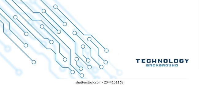 white technology banner with circuit lines