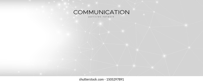 White Technology Illustration. Big Data Screen. Gray Particle Connection. Cosmic Wireframe Poster. Technology Background. Big Data Vector. Light Future Abstract. Technology Visualization.
